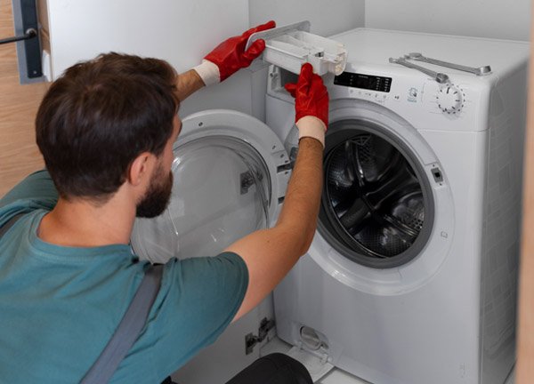 high angle man working as plumber